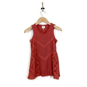 Knox Rose Coral Crochet Lace Tank Top Blouse XS